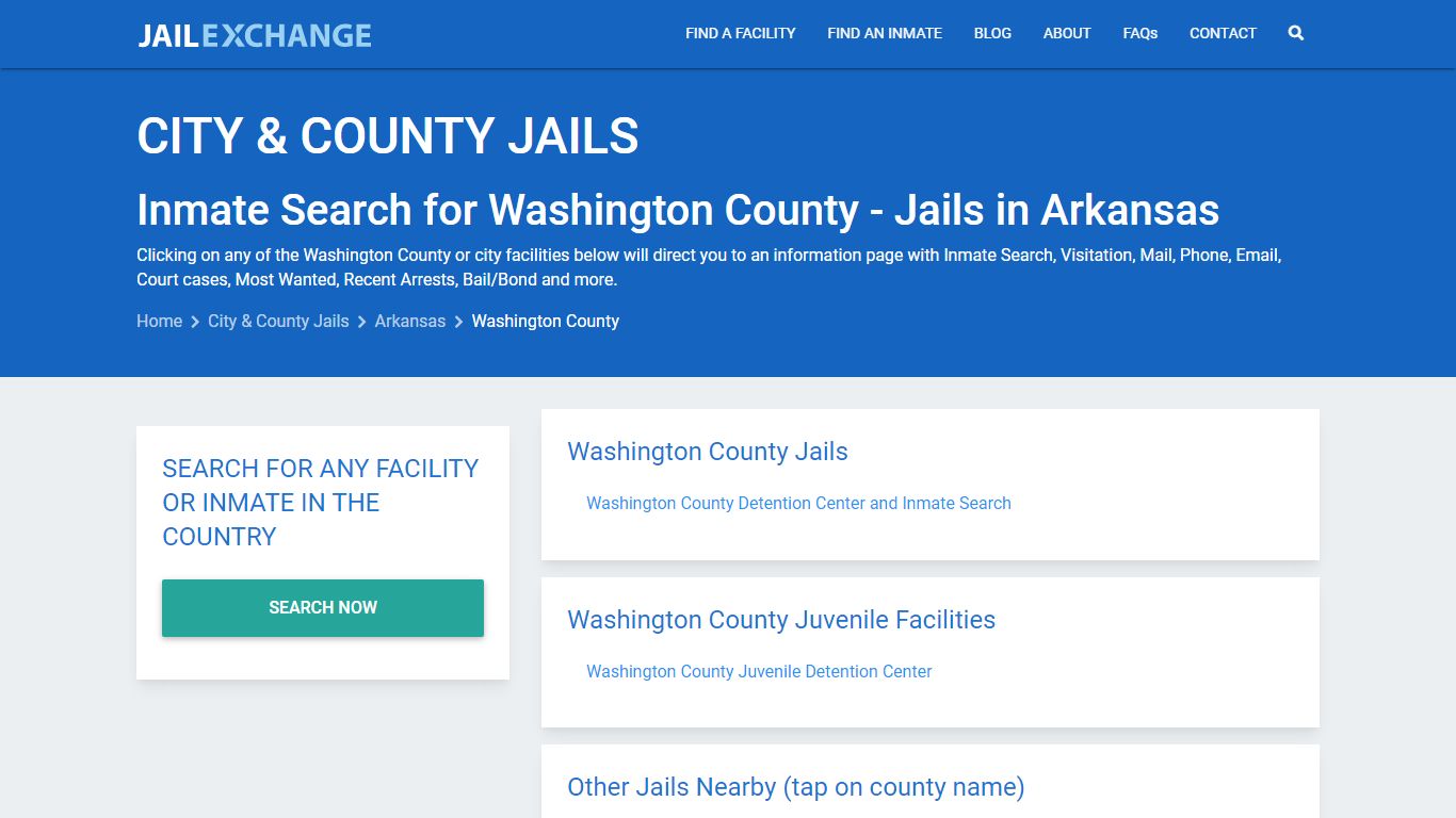 Inmate Search for Washington County | Jails in Arkansas - Jail Exchange